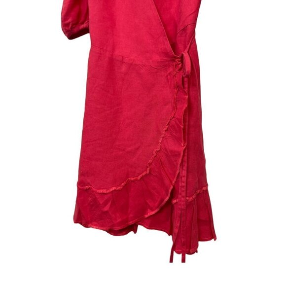 Claude Tulum Emilia Tie Wrap Dress Short Linen One Size - Picture 5 of 12